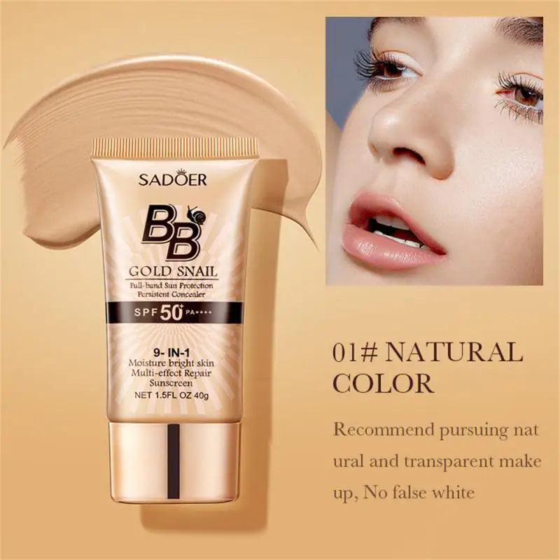 NEW Arrivals Korean Golden Snail Sunscreen BB Cream Waterproof Sunblock Foundation Concealer Isolation Moisturizing BB Cream Make-Up Beach Sun Body Protection