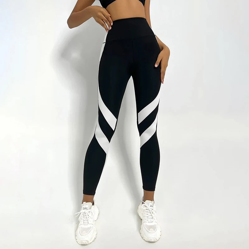 Colorblocked High Waist Yoga Pants Leggings for Women Tummy Control Workout Leggings for Women