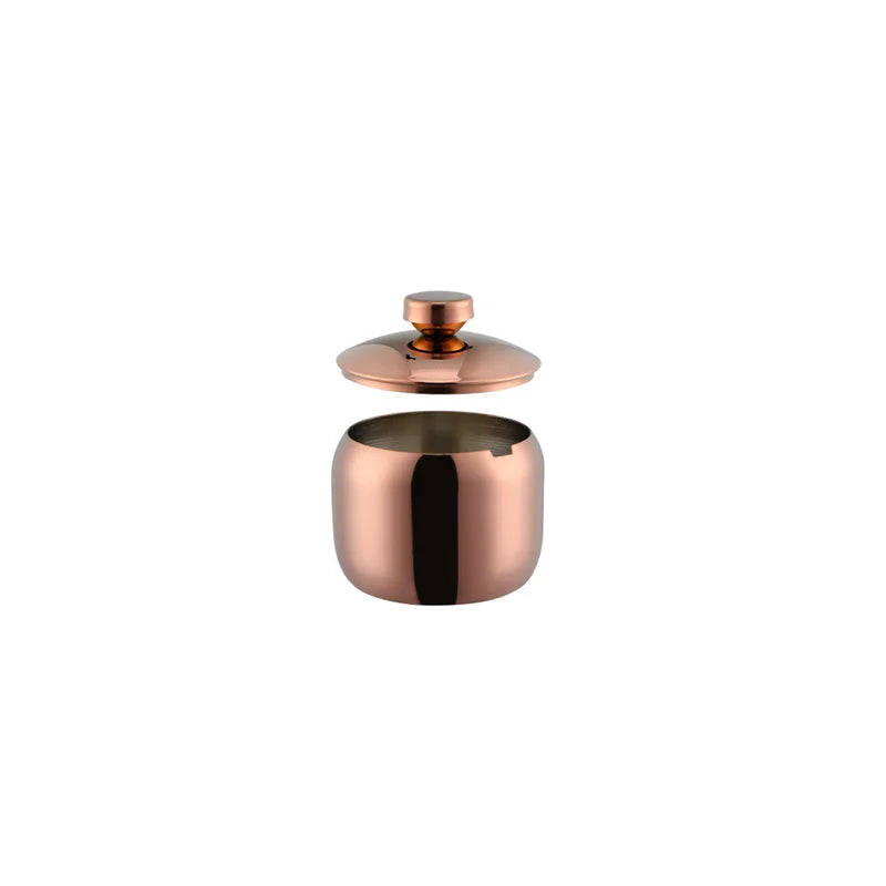 3 PCS Luxury Set + 3 Matching Spoons 304 Stainless Steel Gold Seasoning Condiment Pot Set Spice Salt Sugar Container Pepper Jar Tool with Lid and Spoon Holder Rack Home Tableware Tools Sets