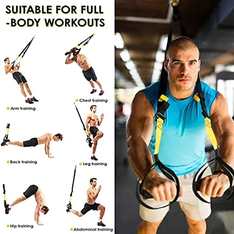 Professional Suspension Training Band Fitness Strength Power Suspension Trainer Adjustable Yoga Belt Wall Mount TRX Tensioner