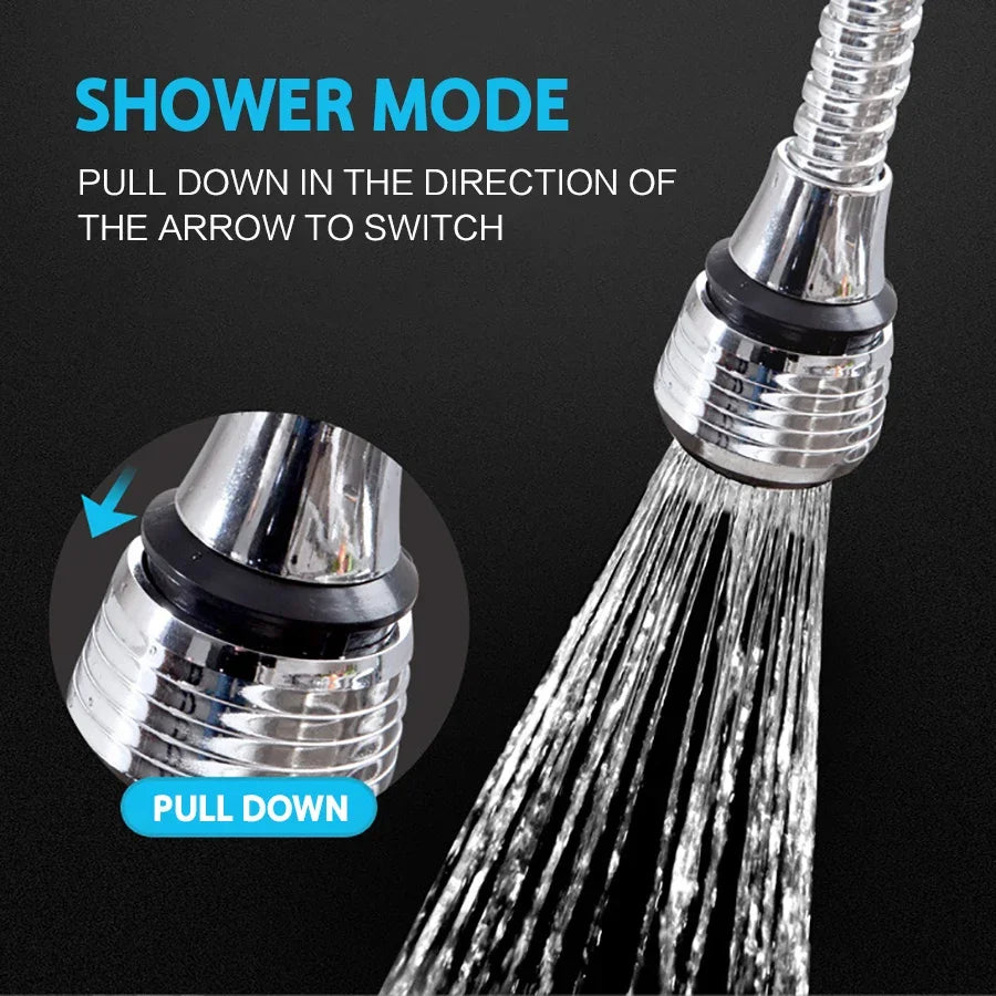 Kitchen Bathroom Stainless Steel Faucet Sprinkler Water-Saving Device Lengthening Rotating Splash Proof Sprinkler Spray Extender Bubbler