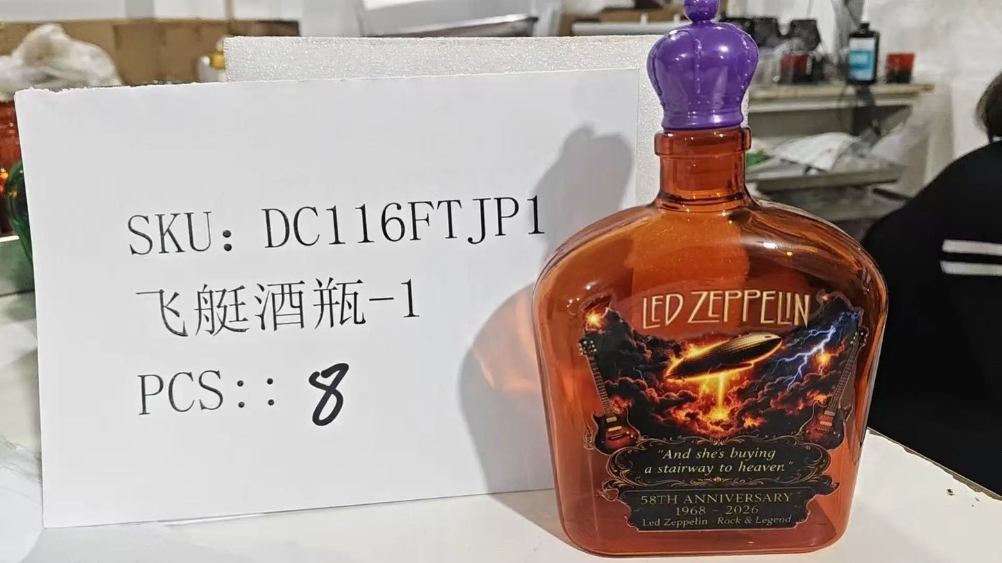 LED ZEPPELIN 58th Anniversary Whiskey Flask Portable Hip Flask Stainless Steel Whiskey Wine Bottle Decanter for Rock Fans Gift Home Bar Drinkware Night Club Pubs Barware Accessories