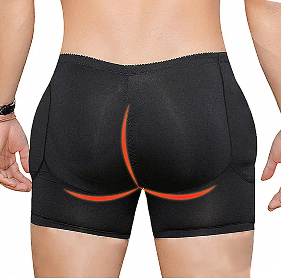 S-6XL Plus Size Black and Beige Color Shapewear Men Body Shaper Hip Pad Filling Butt Lifter Builder Fake Ass Padded Panties Shorts Male Underwear