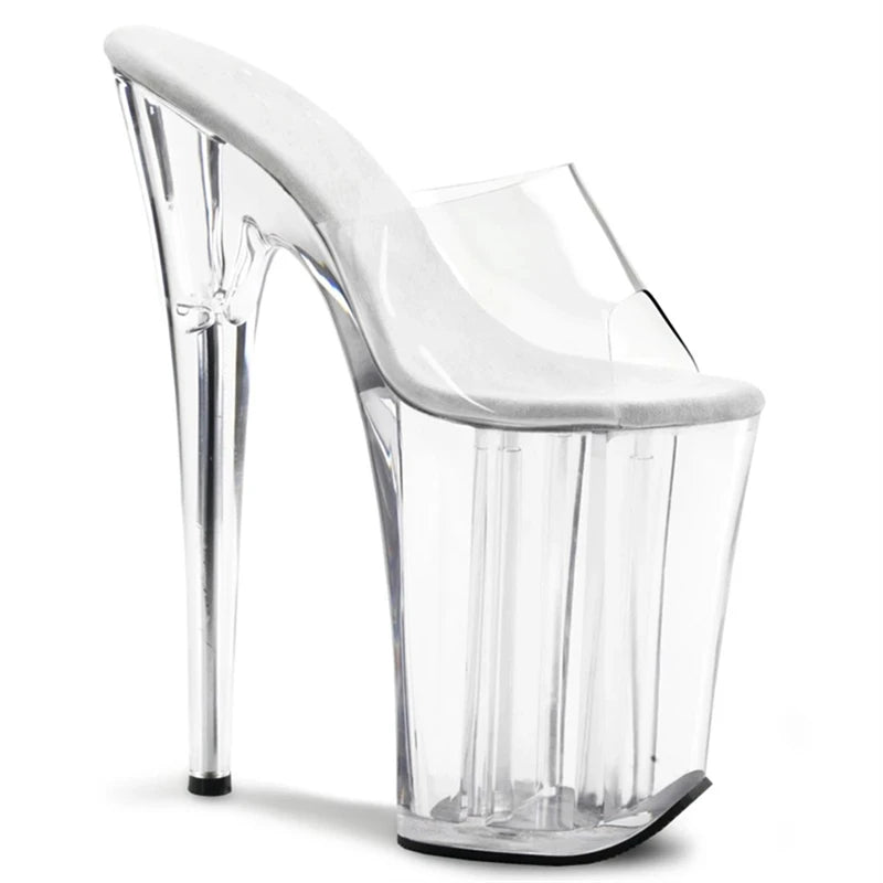 23cm Joker high-Heeled Toe-Leaking New Fashion Stiletto with Stylish Transparent Bottom Super High-Heeled Fish-Mouth Sandals Women Footwear Shoes Supplies