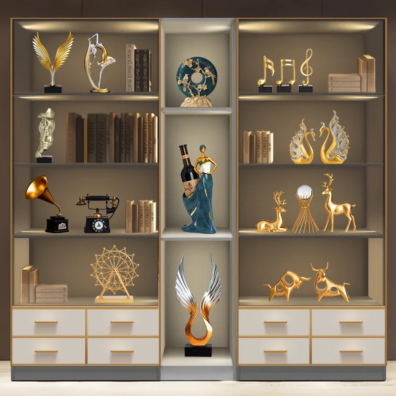Home Decoration Luxury Accessories Feng Shui Gold Statuette Study Desk Ornaments Luxury Living Room Decoration Figurines Interior