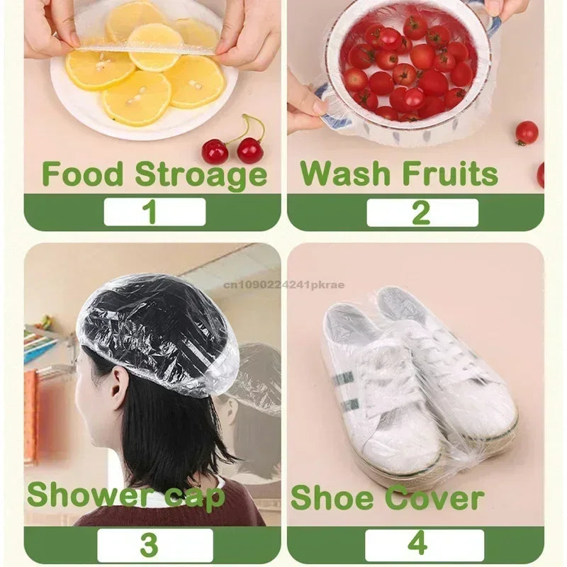 NEW 1000 PCS Set Plastic Food Cover Bags Food Grade Fresh-Keeping Travel Transparent Packaging Bag Reusable Wrap Kitchen Disposable Colorful Cling Film