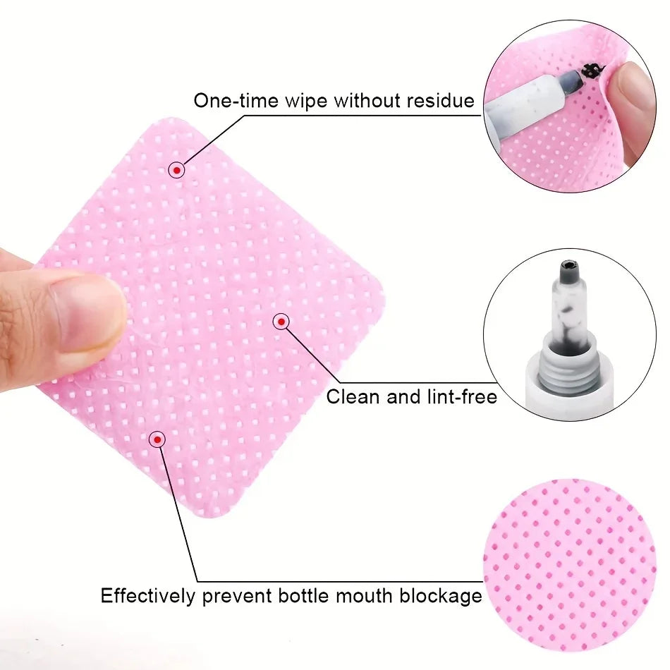 200 PCS Set White/Pink Color  Non-Abrasive Nail Wipes | Soft Absorbent Nail Cleaning Sponges for Removing Nail Polish Women Makeup Tools