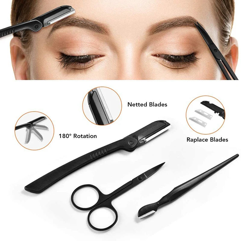 2-17 PCS Eyebrow Trimmer Set Eyebrow Razor Scraping Eyebrow Comb Razor Eyebrow Clip Scissors Tweezers Makeup Tools Sets