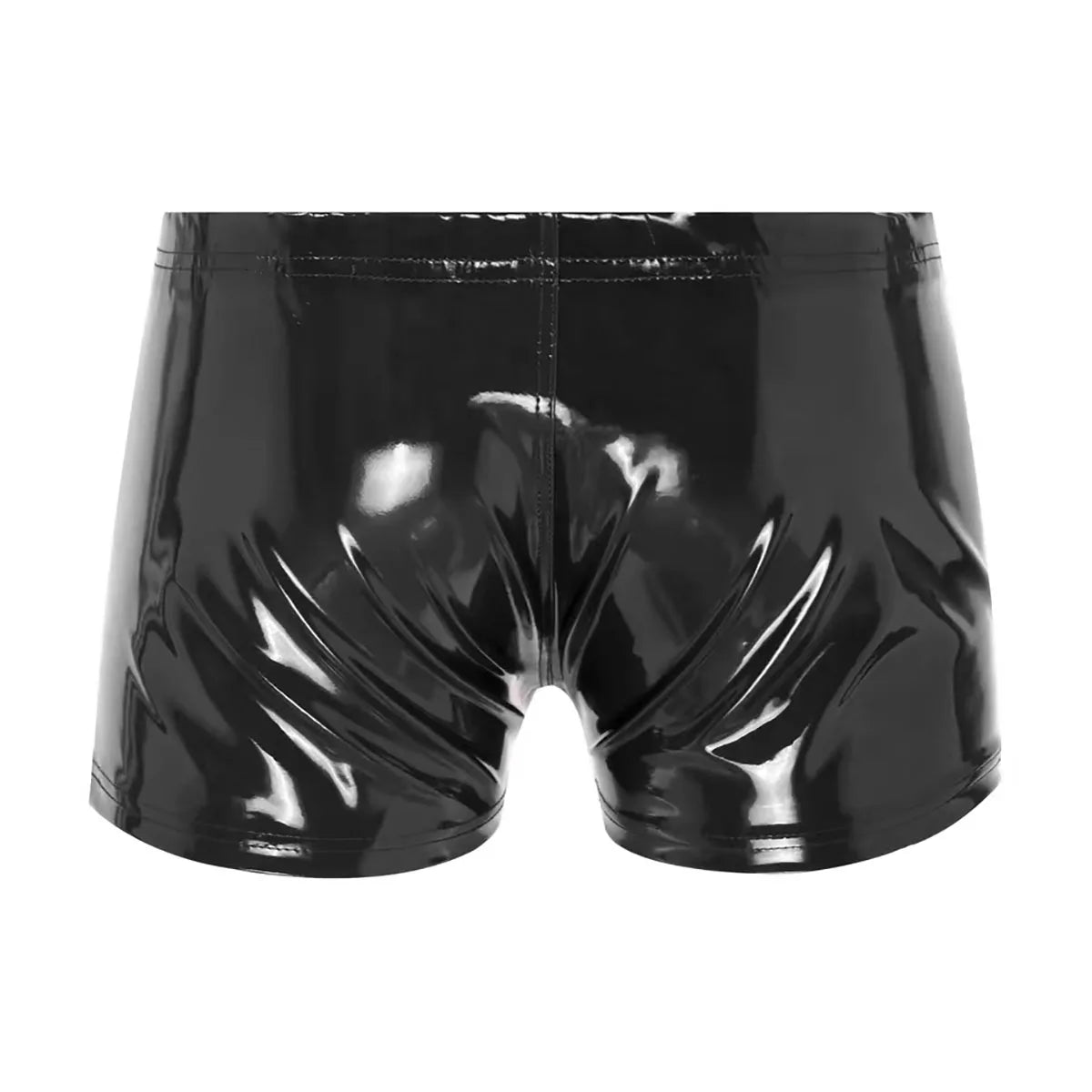 Plus Size Mens Sexy Open Crotch Leather Short Pants For Sex Shiny Latex Shaping Sheath Fetish Boxer Underpants Bulge Pouch Sexi