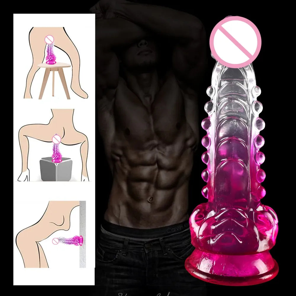 Crystal Jelly Huge spike Dildo Realistic Penis Anal Butt Plug Sexy Toys For Couples Vagina Anal Massage Women's Dildos  sex tool