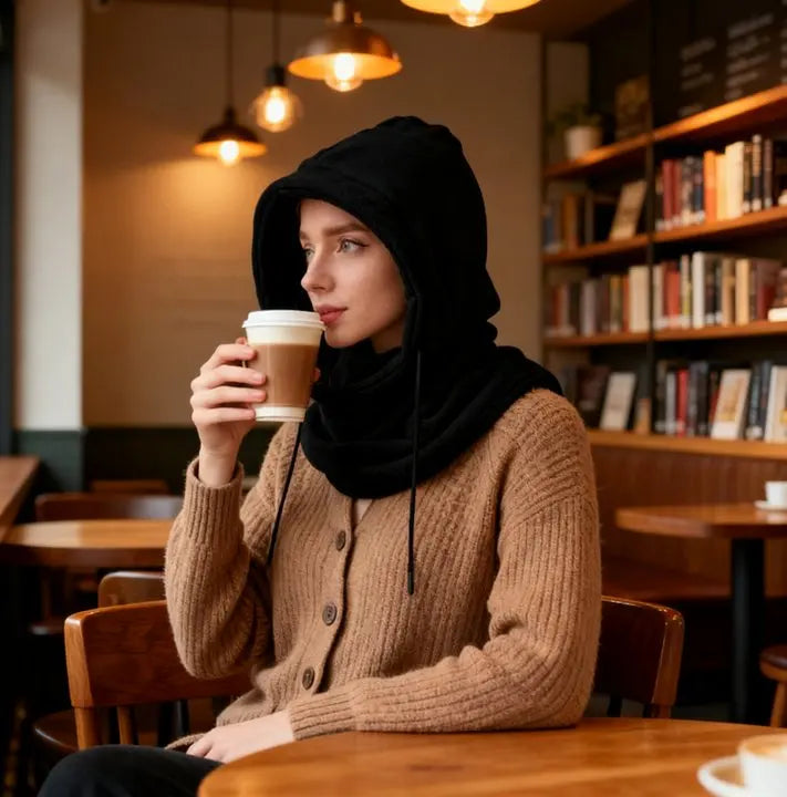 NEW Arrivals Unisex Winter Balaclava Knit Hood - Windproof Mask with Drawstring, Motorcycle Riding Headgear Warm Knitted Cap Outdoor Cold Weather Sports Apparel Accessories