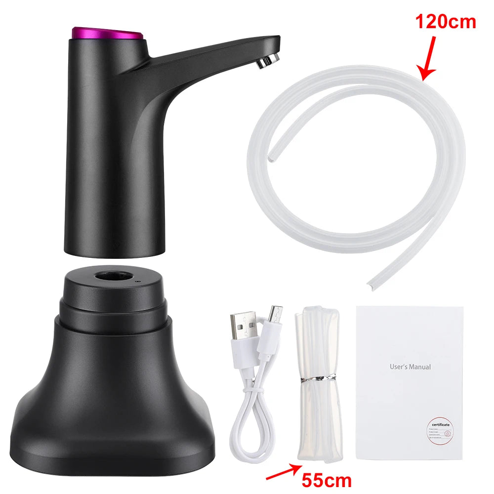 3 PCS Set Automatic Water Dispenser + Base Gray/Green/White Color Electric Water Pump Button Control USB Charge Portable for Kitchen Office Outdoor Drink Dispenser Home Office Watering Supplies