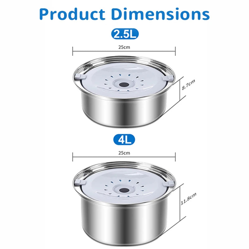 4L Large-Capacity Pet Suspended Water Bowl Stainless Steel Dog Food Bowl Spill-Proof Drip-Free Cat Water Dispenser