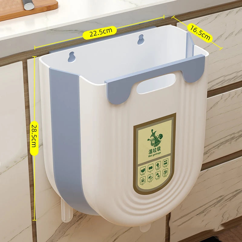NEW Arrivals 6L-10L Foldable Kitchen Trash Can Organizer Wall-Mounted Cabinet Door Hanging Waste Bin for Easy Drainage Kitchen Organizers Storage