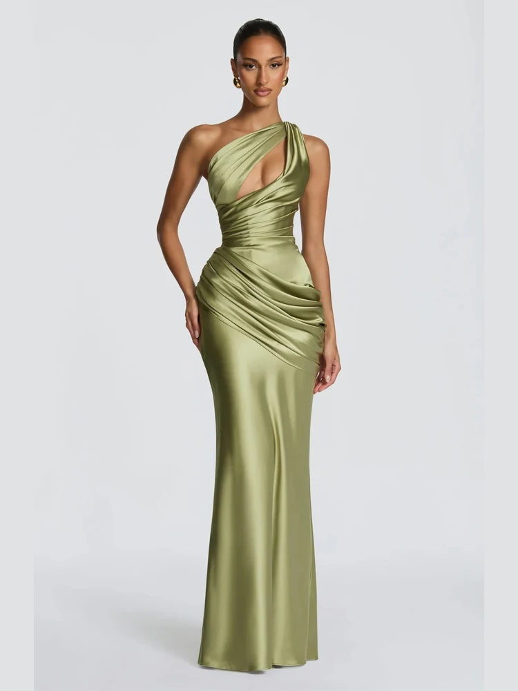 7 Types Mini and Maxi Satin Dress Elegant Satin Bustier Maxi Dress Women Yellow Spaghetti Strap V Neck A-Line Dresses Summer Lady Evening Formal Gowns.