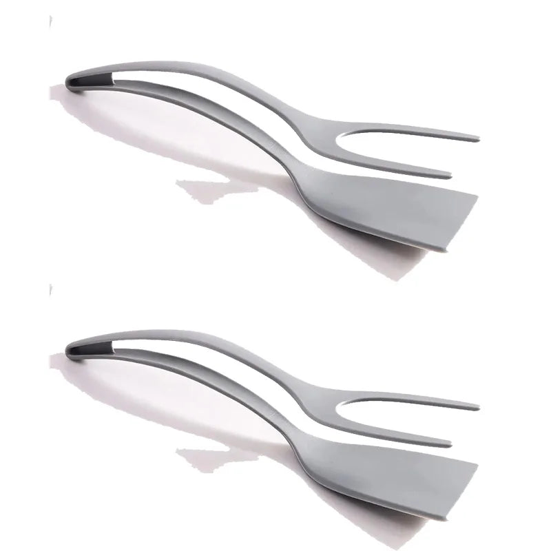 3 PCS Set Egg Flipper Spatula 2 in 1 Grip and Flip Spatula Tongs Silicone Egg Flipper Tool Fish French Toast Tongs Non-Stick Cooking Accessories Kitchenware Tools