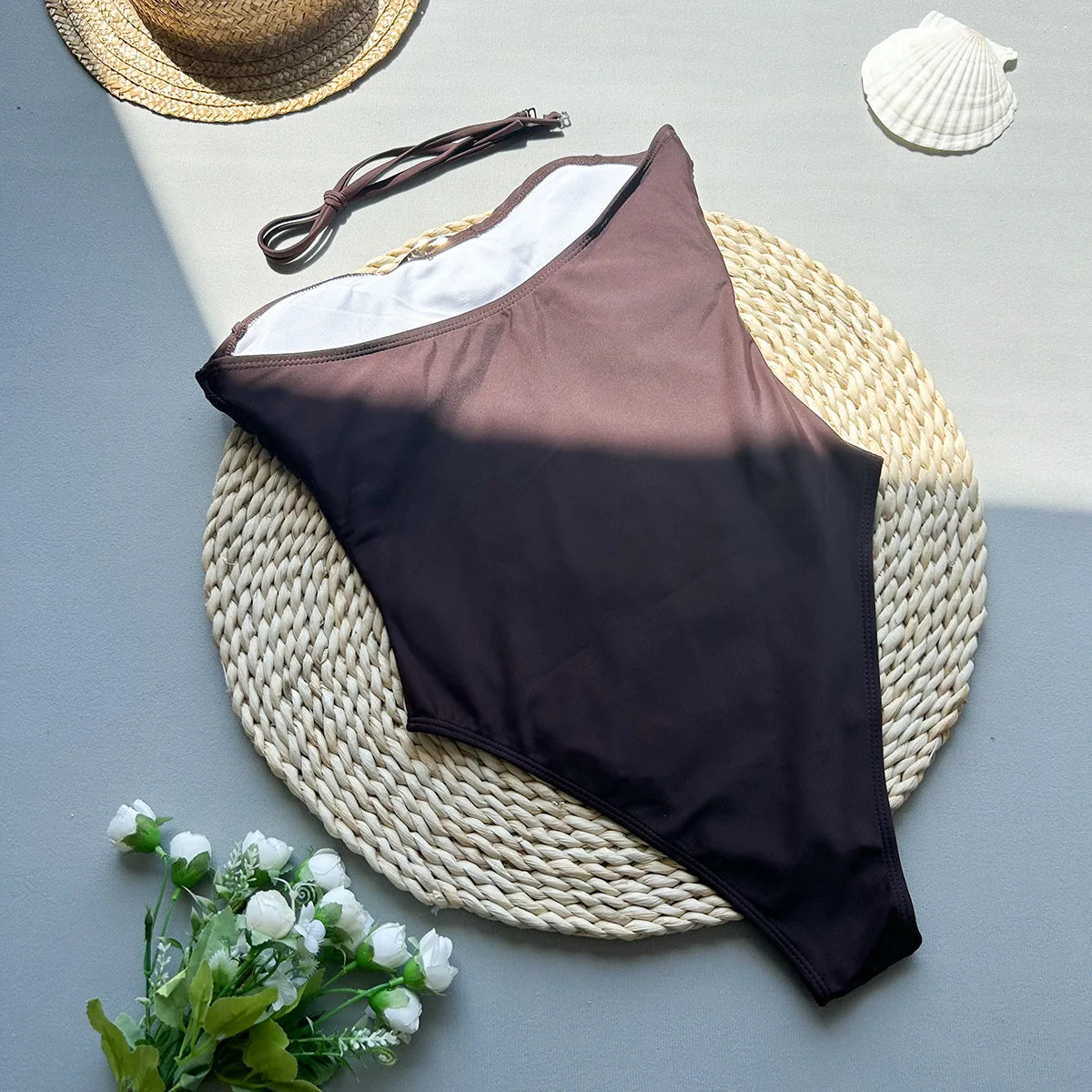 NEW Arrivals One Piece Swimsuit Sexy Solid Color Bandeau Swimwear Women Bandage Monokini Hollow Out Bathing Suit String Girls Ladies Beachwear