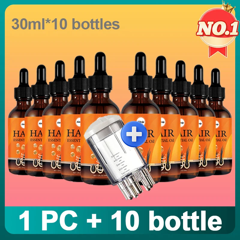 1-22 Bottles Set New Generation Hair Growth Anti-Loss Therapy Treatment Essential Oil with Massage Comb Helping People who Suffer from Appearance Anxiety Hair Care Supplies