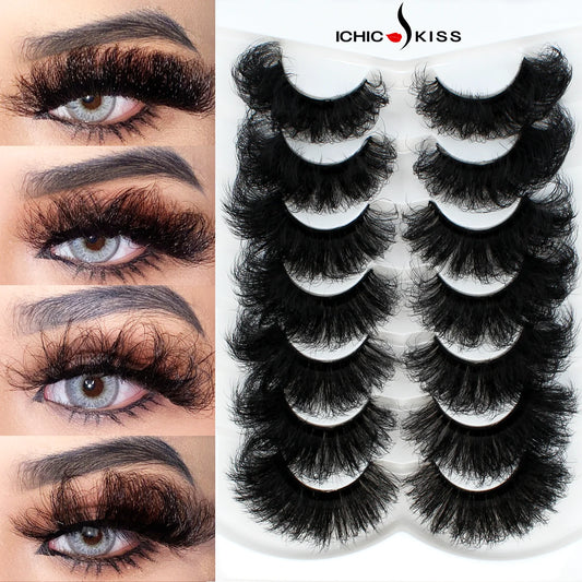 7 Pairs Fluffy False Eyelashes, Naturally Soft & Thick 9D Faux Mink Eyelashes , Enhance Eye Makeup