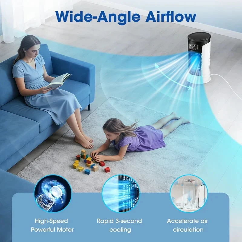 NEW Arrivals Evaporative USB Air Cooler, Portable Mini Air Conditioner Fan with Humidifying & Timer Function, Desktop Cooling Fan for Home Office Cooling Supplies