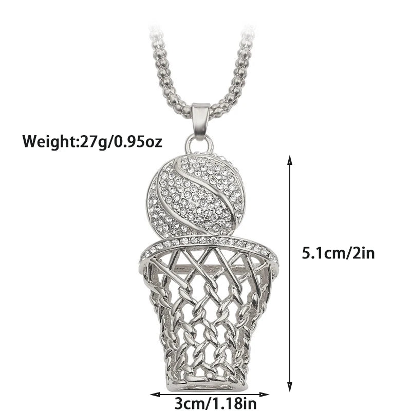 NEW Fashion Street Exaggerated Punk Basketball Pendant Necklace for Women Men Sports Hip Hop Chain Jewelry Accessories