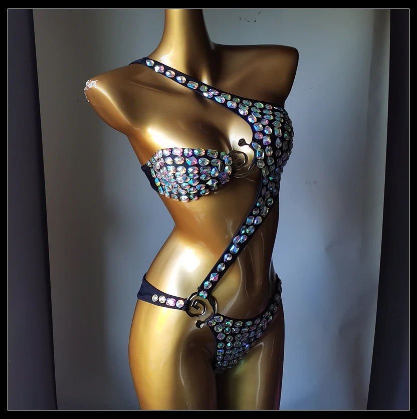2025 Newest Fashion Women Swimsuit Bar Bikini Diamond Crystal Swimsuit Handmade Diamond Bikini Ladies Luxury Summer Beach Wear
