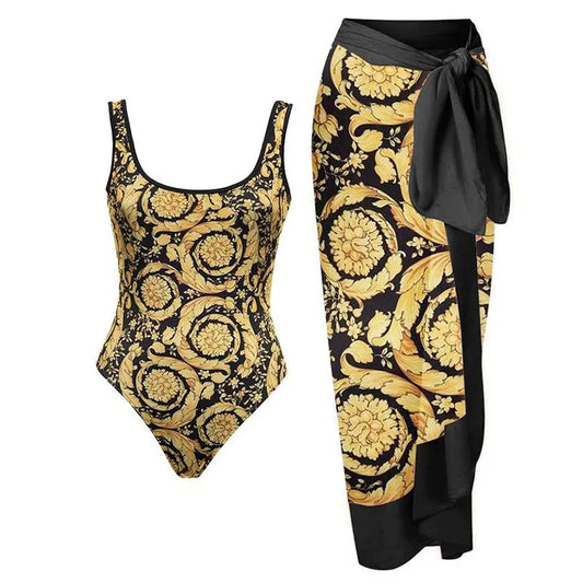 New Arrivals 2PCS Set  Push Up Women Luxury Bikini Set Skirt Floral Bikinis Strappy Bandage Swimwear Brazilian Bikini Bathing Suit