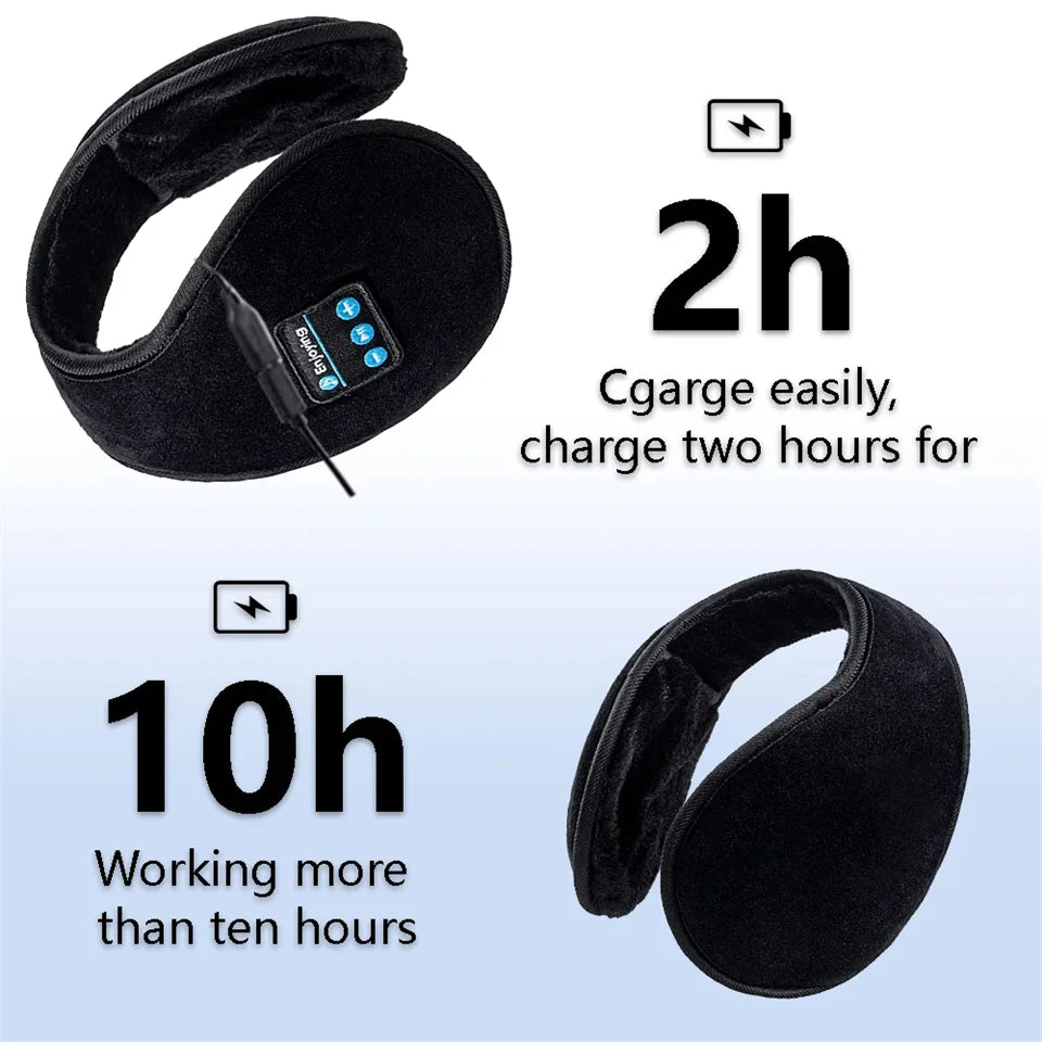 NEW Arrivals Wireless Black Ear Muffs Bluetooth Headphones Earmuffs Winter Earplug Casual Cap Sports Cycling Running Hiking  Riding Warmer Earmuff Men Women Music Earphones