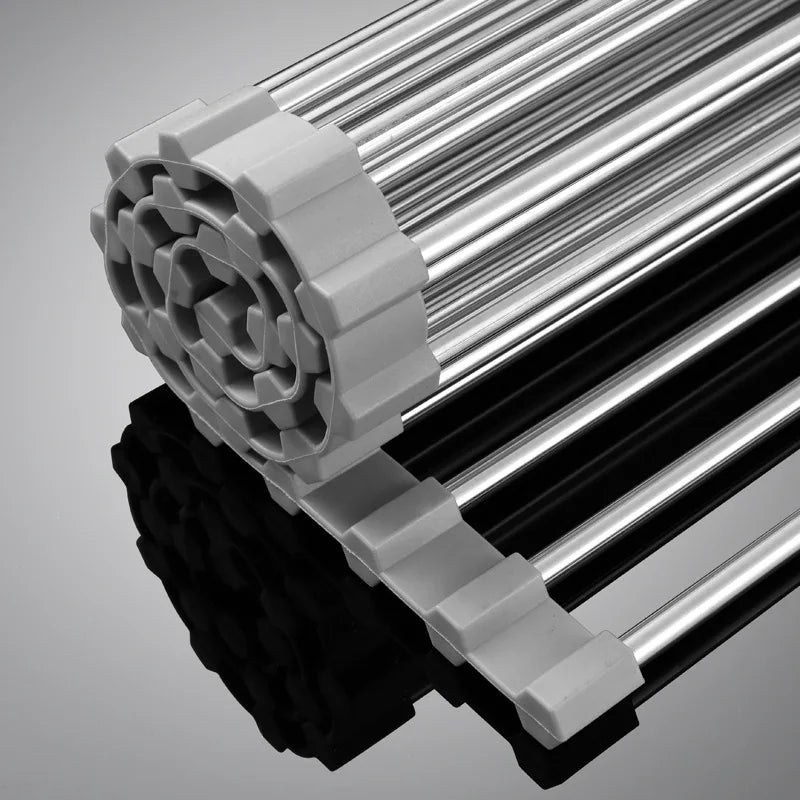 Kitchen Sink Stainless Steel Draining Rack Can be Folded Fruit and Vegetable Dishes Filter Shelf Roll Storage Draining Rack