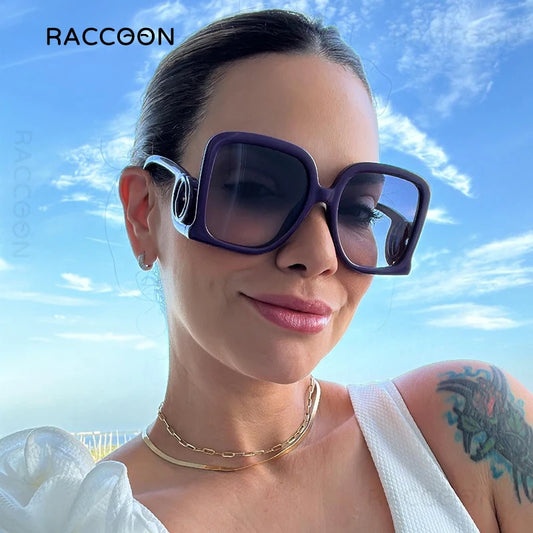High Quality Luxury Fashion Gradient Oversized Sunglasses Women Unique Designed Frame Sun Glasses Vintage Trend Casual Chic Street Wear Accessories Eyewear Supplies