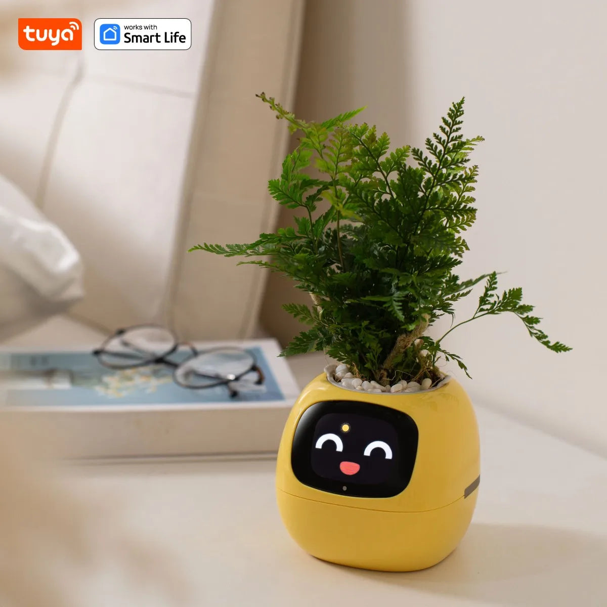 NEW Arrivals Yellow Wireless TUYA APP  Ivy Smart Planter, Endless Fun Over 49 Rich Expressions,7 Smart Sensors and AI Chips Make Raising and Growth  Plants Easy and Fun Gardening Supplies