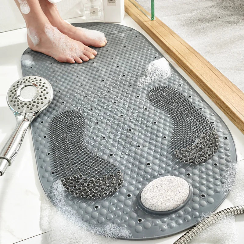 NEW 3 Colors Bathroom Non-Slip Mat Household Bathroom PVC Toilet Water-Repellent Rubbing Stone Floor Mats Shower Room Massage Floor Carpet Bathroom Accessories