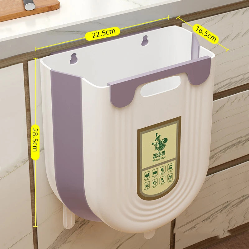 NEW Arrivals 6L-10L Foldable Kitchen Trash Can Organizer Wall-Mounted Cabinet Door Hanging Waste Bin for Easy Drainage Kitchen Organizers Storage