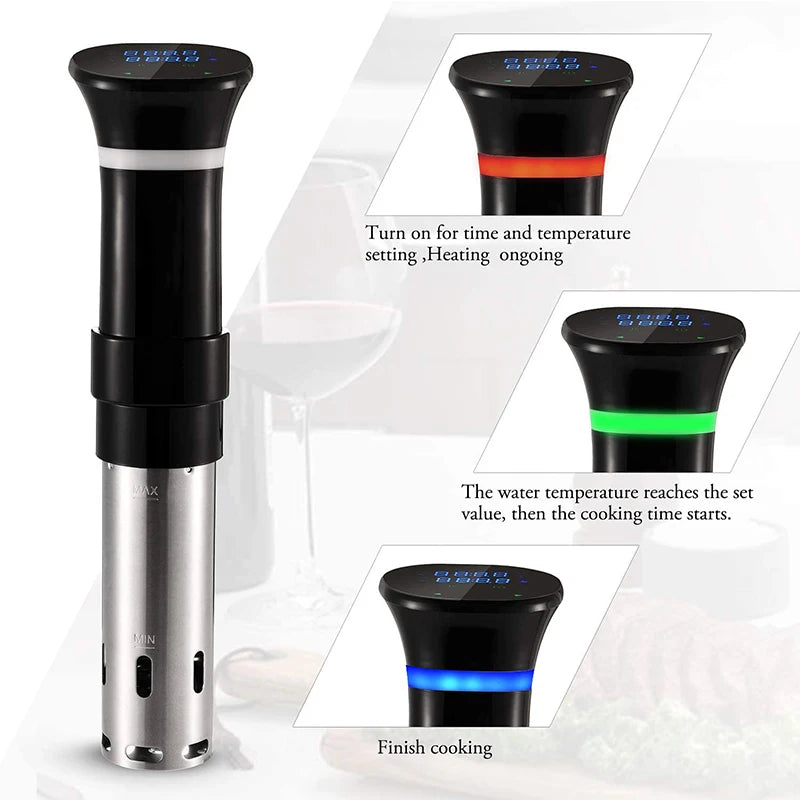 UK/EU Sous Vide WI-FI 1100W High-Power with Slow Cooker Function  99-Hour Timer & Precision Vacuum Cooking, ±0.1°C Temperature Control Home Appliances Kitchen Cooking Accessories