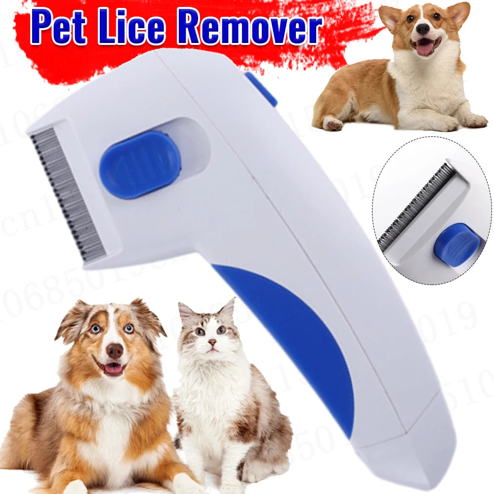 Pet Licke Electric Tick Remover Comb Safety Tool for Dogs Cats and Pets To Kill Fleas Hair Lice Killer Cleaning Brush