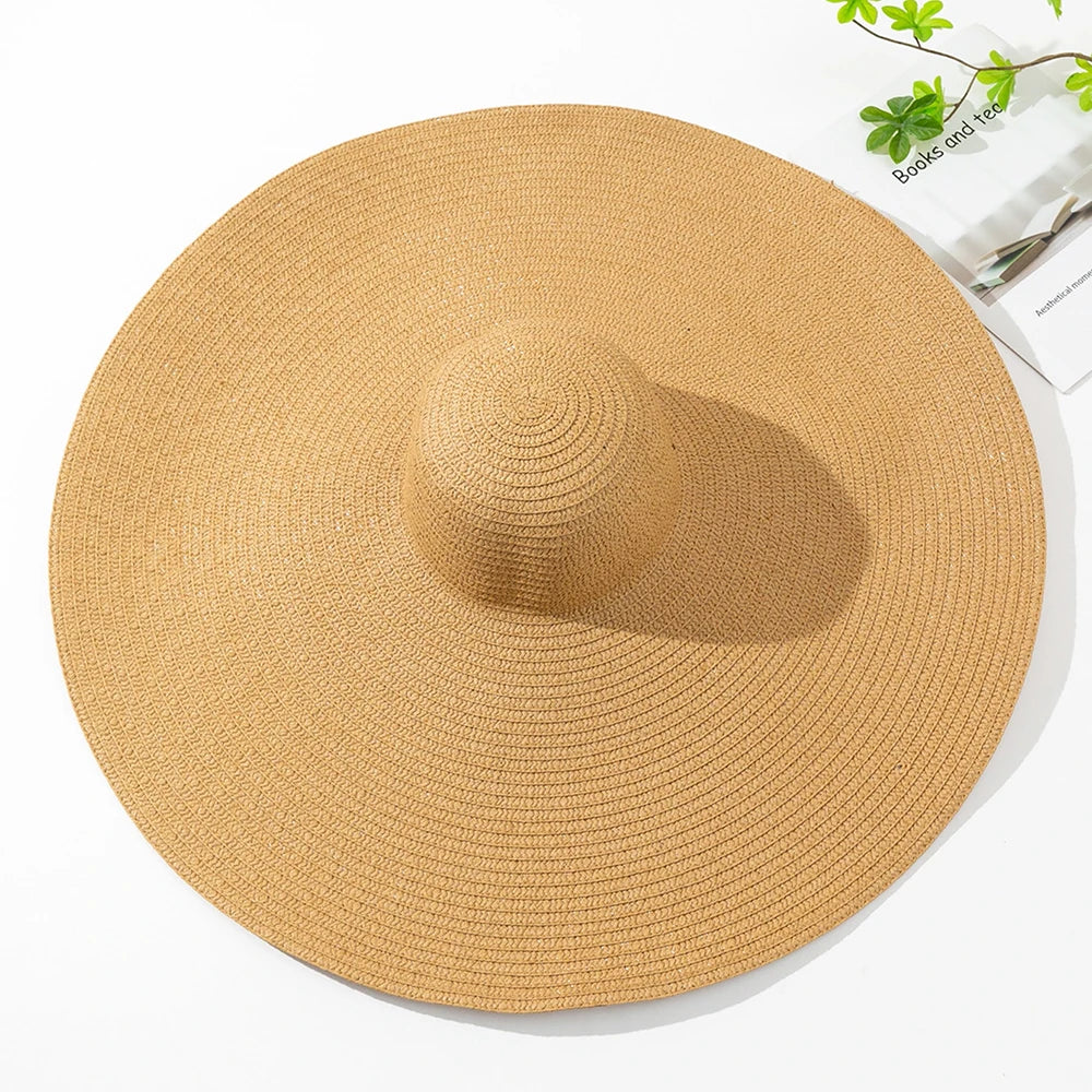 Summer Large Wide Brim Foldable Sun Hats for Women Oversized Sun Shade Hat Travel Straw Hat Lady UV Protection Beach Hat