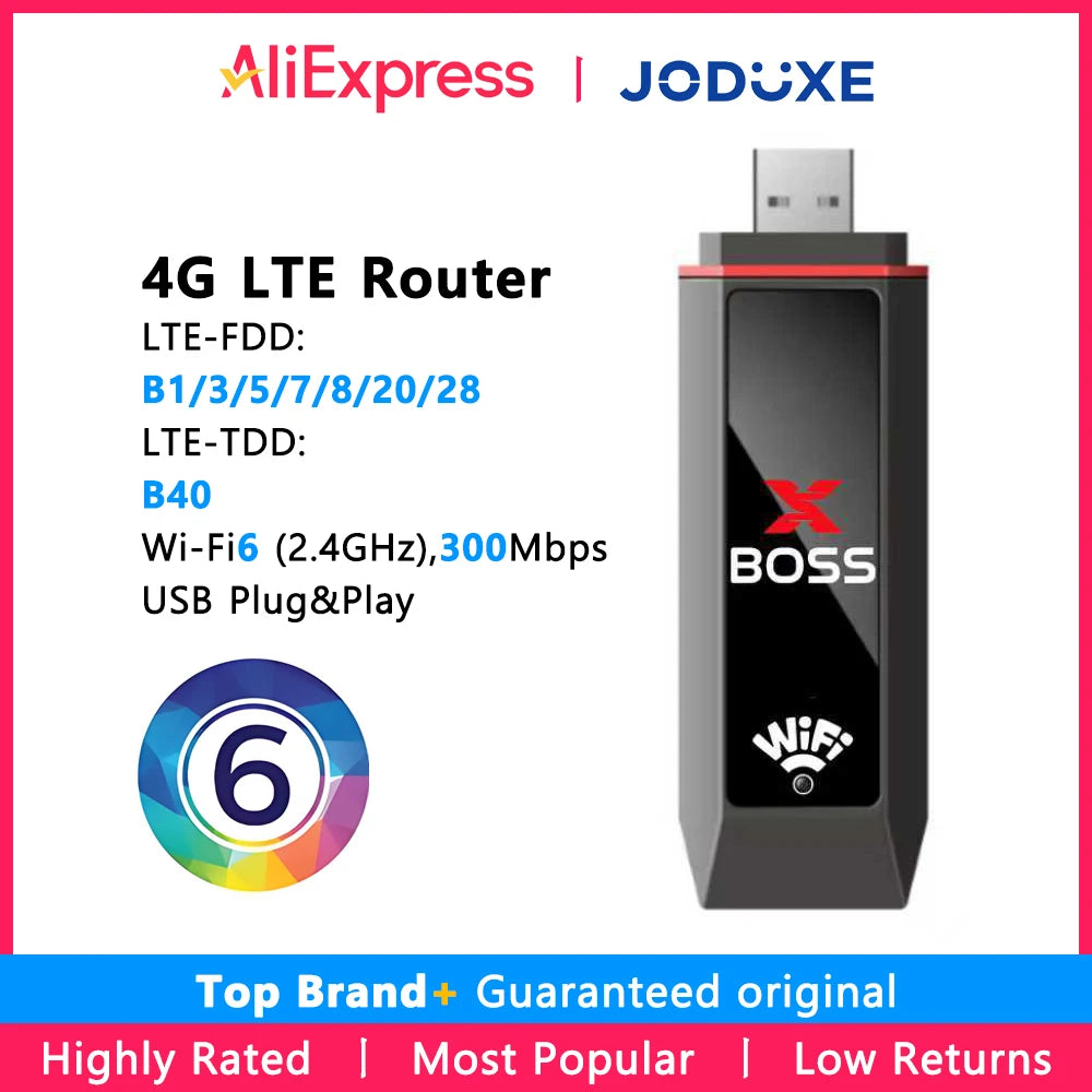 4G USB Portable Modem LTE WI-FI 6 Wireless Router With Hotspot 300Mbps Hight Speed Network Wi-Fi Wireless Dongle For Home Gaming Travel Camping Outdoor Fast Internet Connection Network