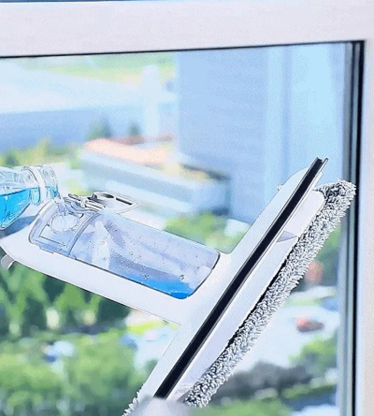 Upgraded Cutting-Edge High Pressure Misting Glass Cleaner and Water Scraper Combo Window Scrub Glass Doors Cleaner Home Office Cleaning Supplies