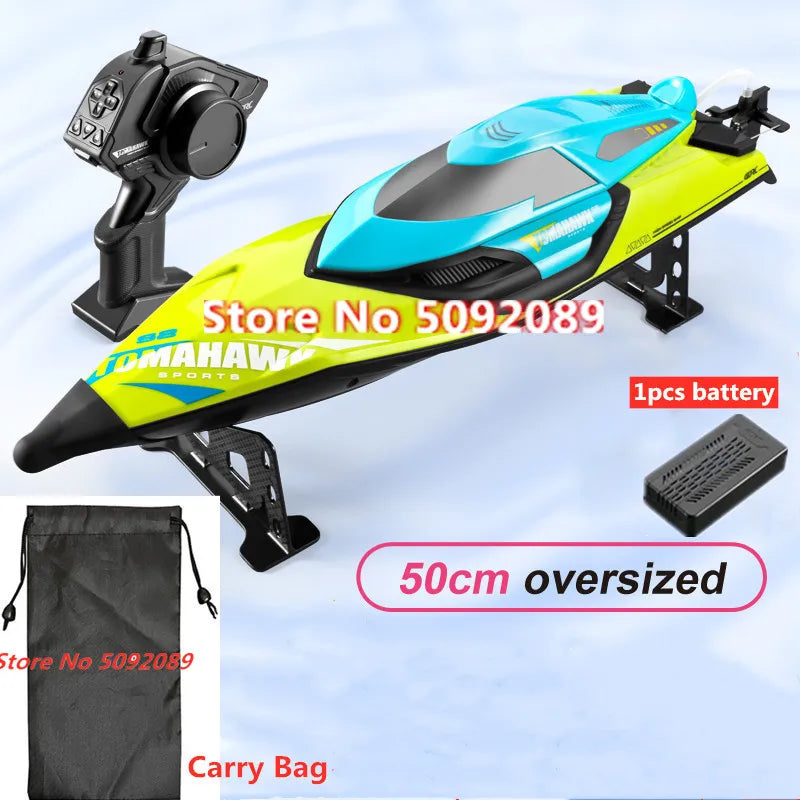 NEW Set 70KM/H High Speed 50CM Big 200M with Remote Control + 3 Batteries Ship Boat Rowing Waterproof Capsize Reset RC Racing Boat Speedboat Add Carry Bag Adults Kids Water Sports Supplies