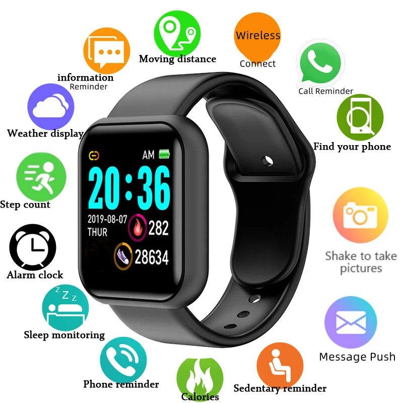 NEW Arrivals 9 Colors Women Men Multifunctional Smart Watch Bluetooth Connected Phone Music Player Fitness Sport Bracelet Sleep Monitor D13 Smartwatch