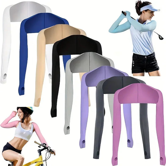 NEW Arrivals Summer Sun Protection Shawl Sleeves Outdoor UV Protection Ice Silk Raglan Sleeves Suitable For Running, Golf And Cycling Women Sports Apparel Accessories