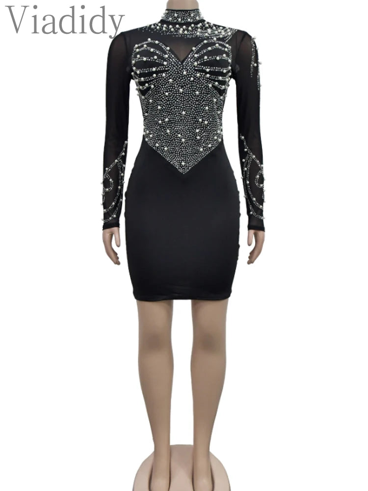 NEW Arrivals S-2XL Apricot/Black Color Women Sexy Glitter Rhinestone Luxury  Mini Dress Evening Party Wedding Birthday Girls Gown Ladies Luxury Fashion Clothing Supplies