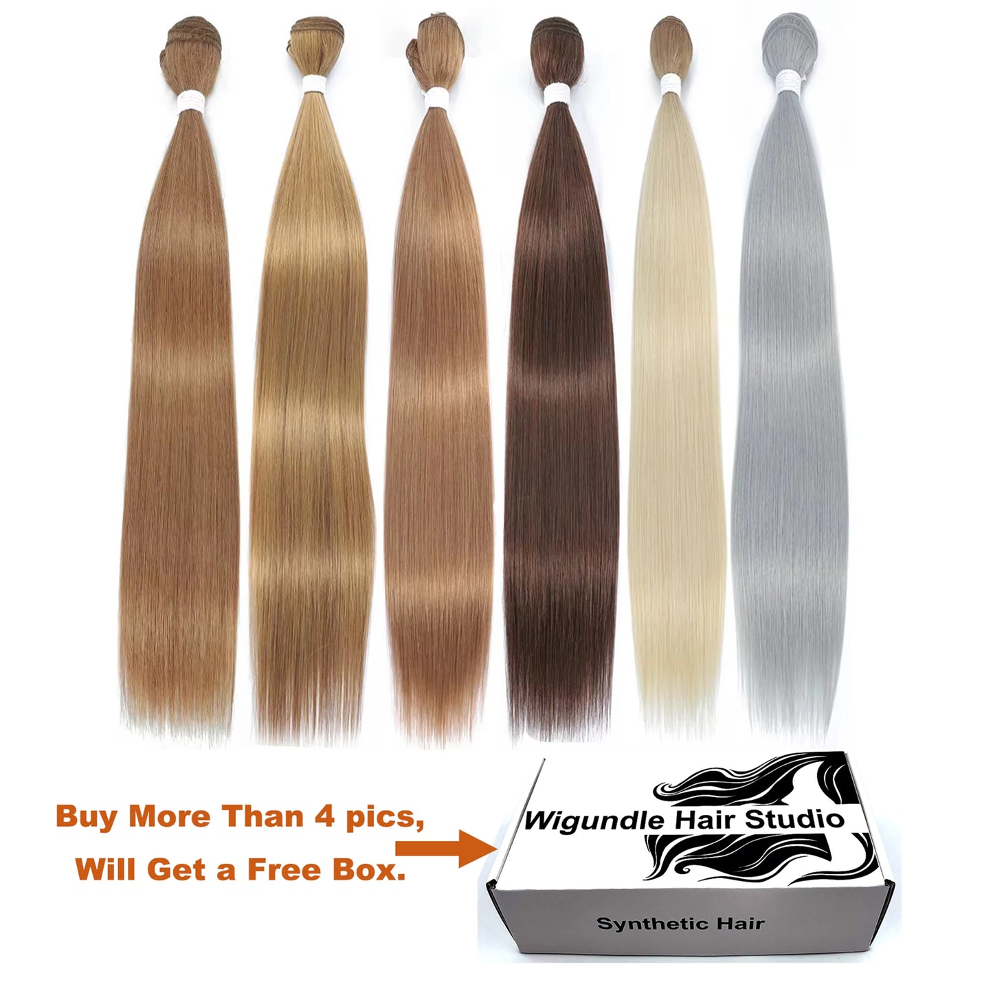 4 PCS Set 9 Colors Bone Straight Hair Bundles Salon Natural Hair Extensions Fake Fibers Super Long Synthetic Yaki Straight Hair Weaving Full to End