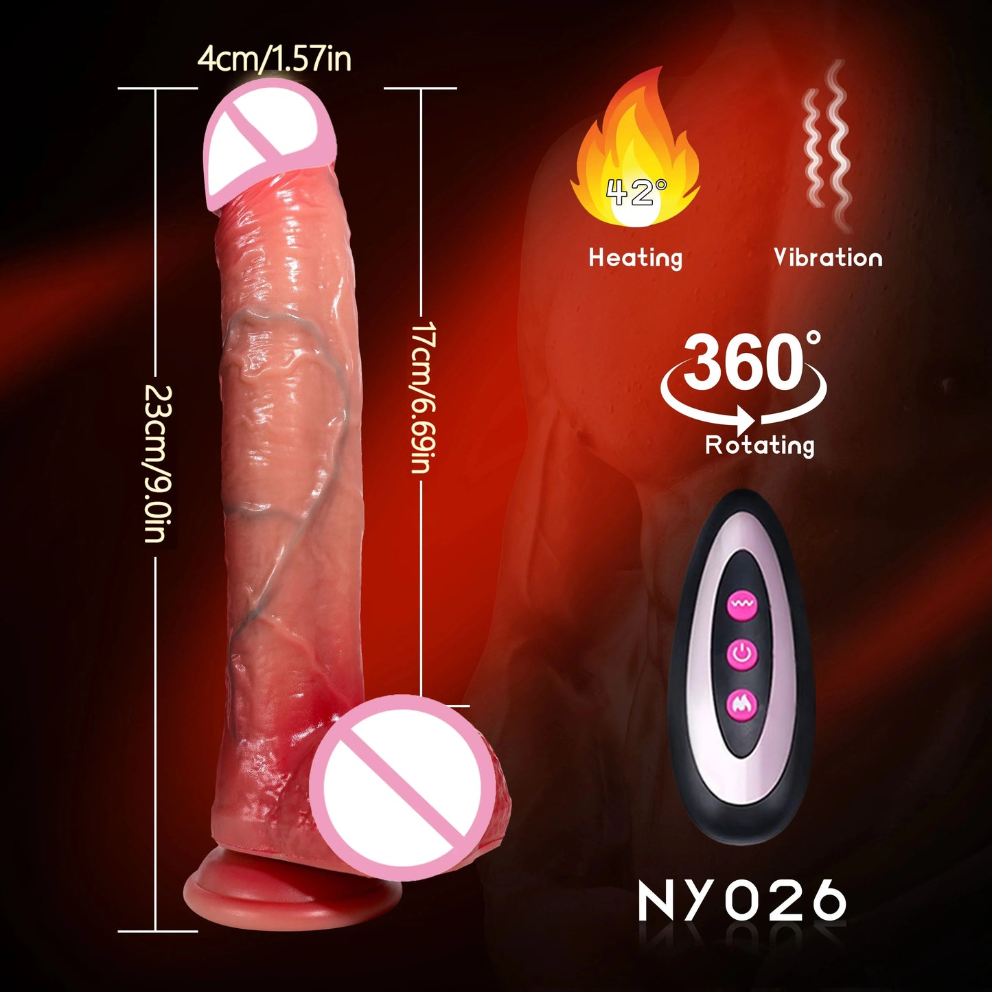 NEW 23cm Realistic Vibrator Remote Control Heated Retractable Dildo Female Oral Sex Masturbator Vaginal Anal Massager Sex Toys for Women Adults 18+ Sex Store Products