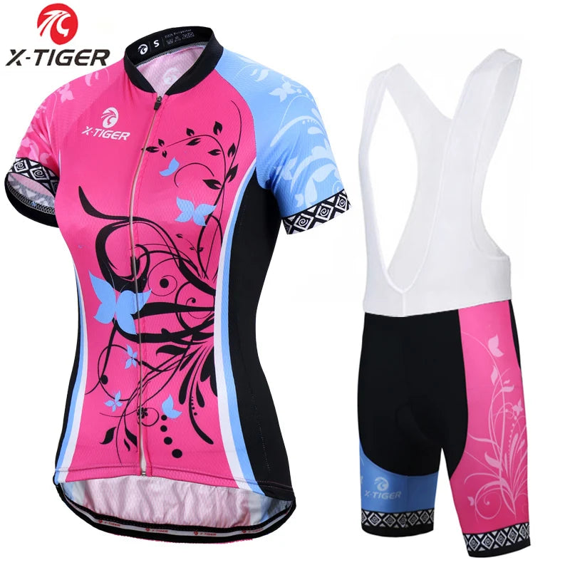 NEW Arrivals S-3XL Plus Size 3 Colors/Patterns X-Tiger Women's Cycling Jersey Set Summer Anti-UV Cycling Bicycle Clothing Quick-Dry Mountain Female Bike Clothes Cycling Set