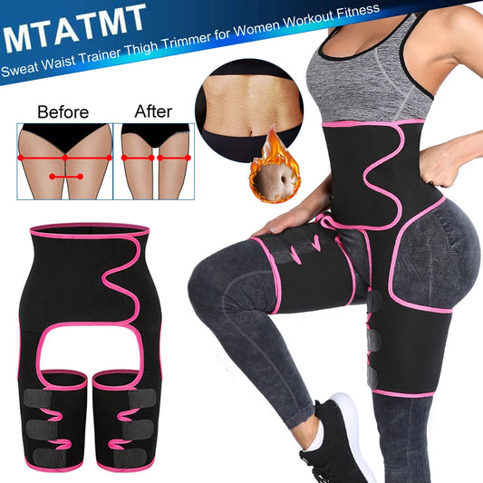 Sweat Waist Butt Lifter Trainer Thigh Trimmer for Women Workout Fitness High Waist Butt Lift Shapewear Belt 3 in 1 Adjustable Belt