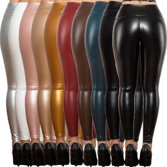S-3XL 10 Colors  Luxury High Quality Regular High Waist Women Female  Leather Leggings PU Leather Trousers Skinny Pants Casual Outfit Streetwear Evening Night Clubwear Girls Ladies Luxury Fashion Apparel Supplies