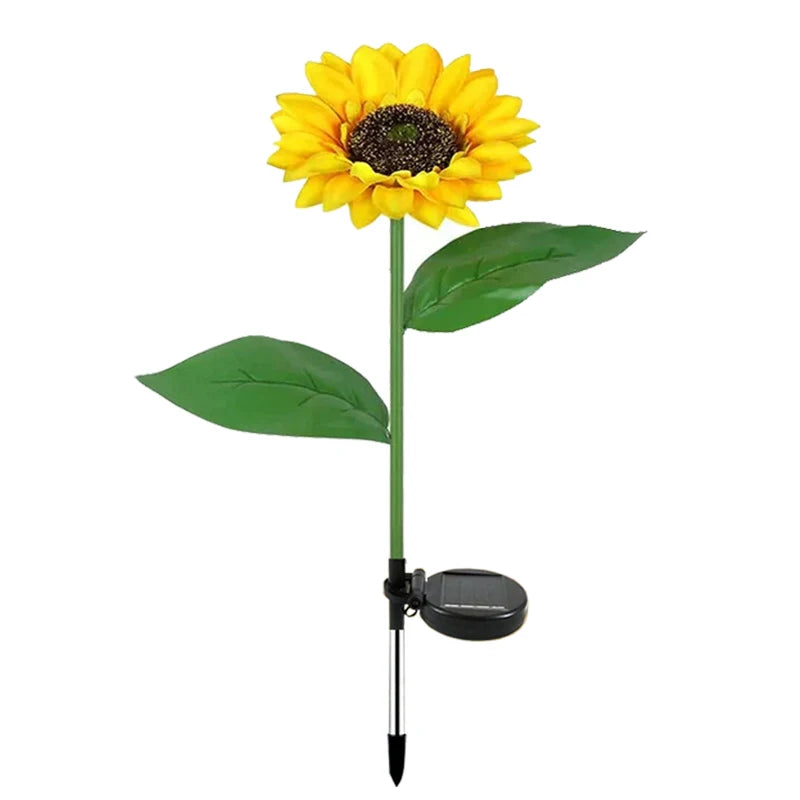 2 PCS Set (12 Heads) Home Villa Solar Sunflower Lights Solar Lights Outdoor Garden Decor Birthday Gift Waterproof Solar Flower Garden Stake Lights Lawn Pathway Home Lighting Decoration Supplies