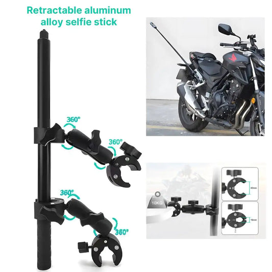 NEW Arrivals Bicycle Motorcycle Panoramic Selfie Stick For Insta360 Reels Video One X2 X3 X4 GoPro 12 11 10 DJI Monopod Mount Handlebar Bracket Accessory