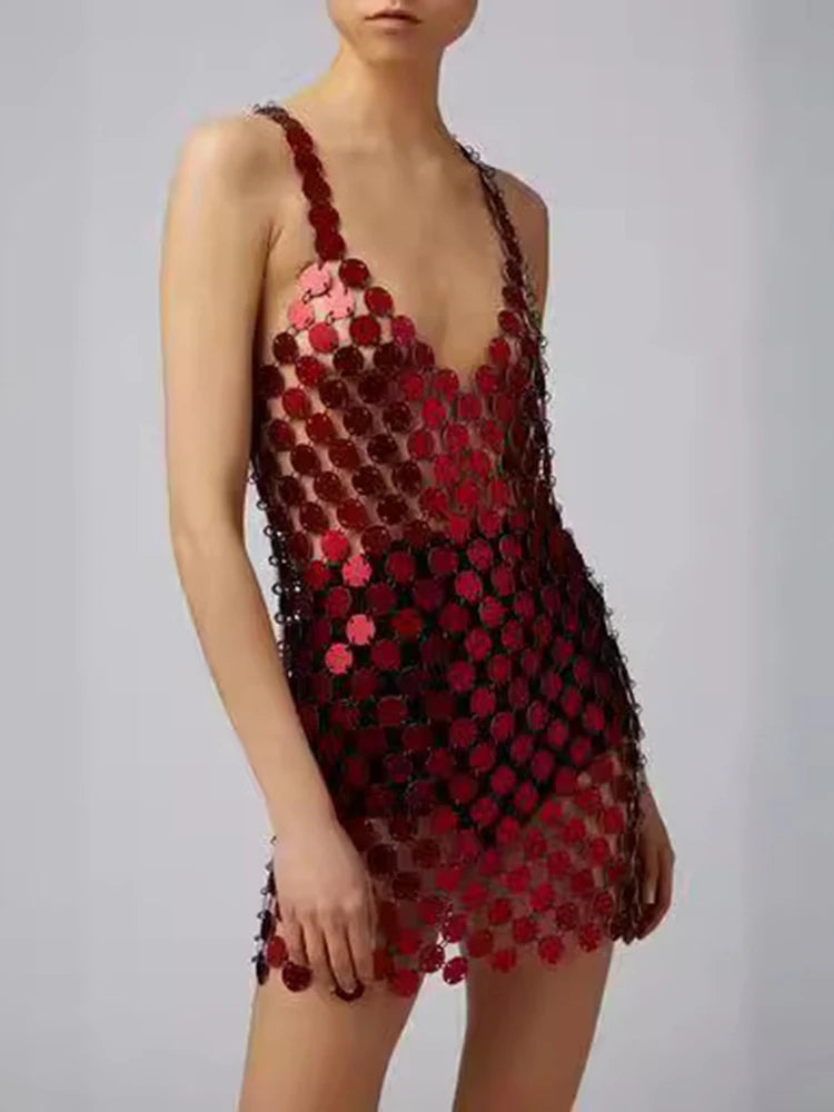 NEW Arrivals 7 Colors Sexy Backless Sequin Mini Dress Colorful Halter Bodycon Spring/Summer Evening Party Night Clubwear  Dress For Women